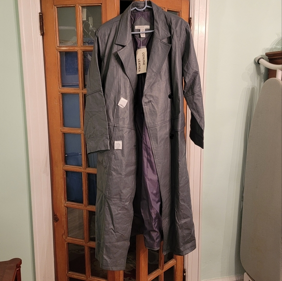 Roaman's Women's Leather Trench Coat New - Picture 5 of 8